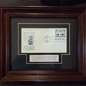 Vintage New York Stock Exchange 200th Anniversary Framed Stamp/Envelope